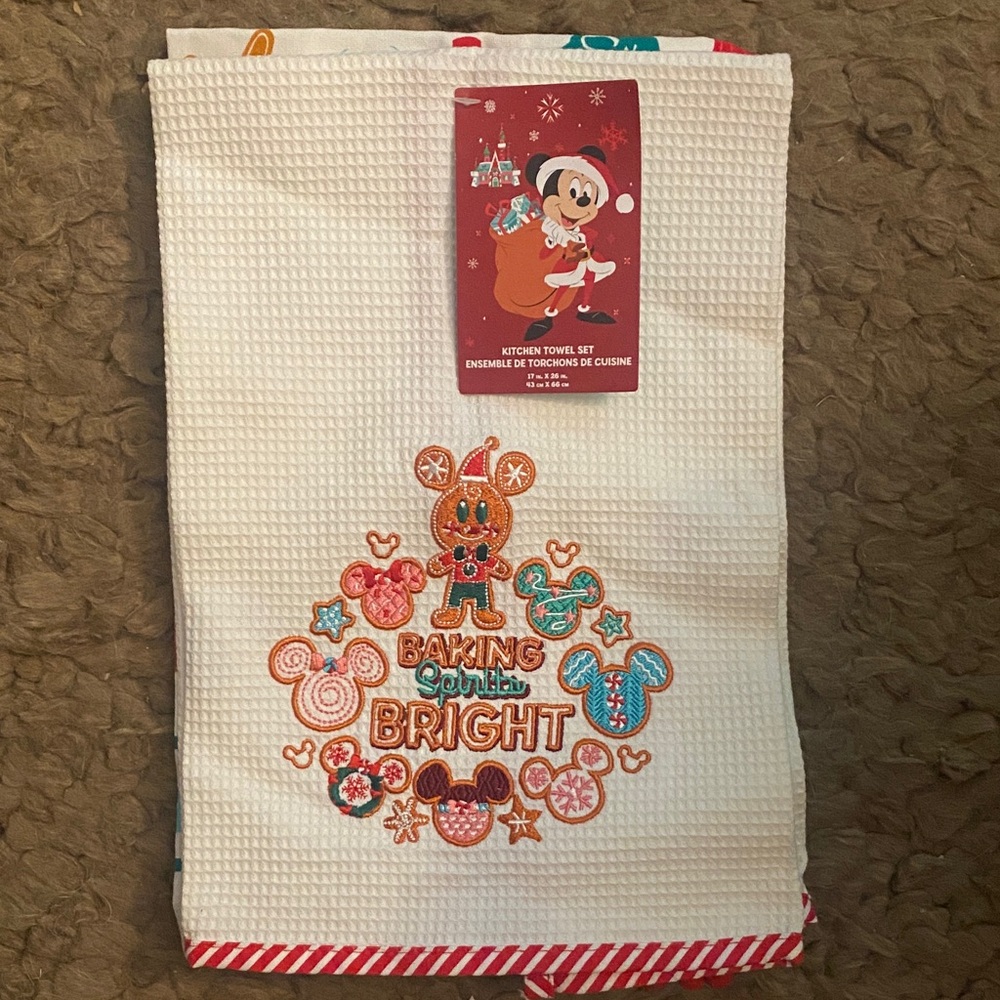 Disney Festive White Kitchen Towel with Colorful Graphics